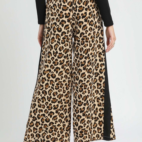 Umgee Leopard Print Wide-Leg Drawstring Pants - Picture 5 of 5